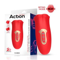 Кліторальний вібростимулятор із язичком Action Ember Licking Vibrating Mouth Shape Massager червоного кольору