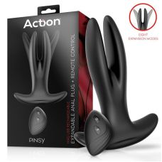Анальна вібропробка з розсуванням та ПУ Action Pinsy Expandable Butt Plug чорного кольору