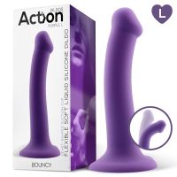 Фаллоимитатор гибкий из силикона ACTION BOUNCY фиолетового цвета