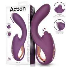 Вібратор вагінальний для точки G і з відростком для клітора фіолетового кольору Action