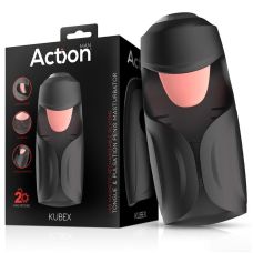 Мастурбатор для мужчин с вибрацией черного цвета Action Kubex