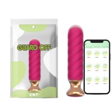 Анальная рельефная пробка с вибрацией Sweet Bomb Swirl Plug App Version розового цвета