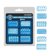 Набор насадок на член голубого цвета Vscnovelty Teasers Textured Penis Sleeves 6 штук