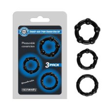 Набор эрекционных колец силиконовых черного цвета Vscnovelty 3 штуки