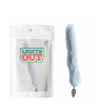 Анальная пробка спиралевидная металлическая серебристого цвета с голубым хвостом Cnt Foxs Spiral