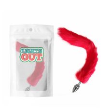 Анальная пробка спиралевидная металлическая серебристого цвета с красным хвостом Cnt Foxs Spiral