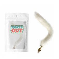 Анальная пробка спиралевидная металлическая золотистого цвета с белым хвостом Cnt Foxs Spiral