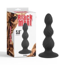 Анальна пробка ребриста чорного кольору.