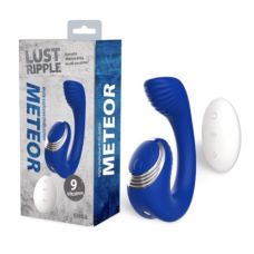 Вагінальний вібратор для точки G з відростком для клітора синього кольору з пультом керування Chisa