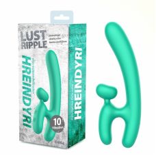 Вібратор для точки G та відростком для клітора зеленого кольору Chisa Lust Ripple Hreindyri