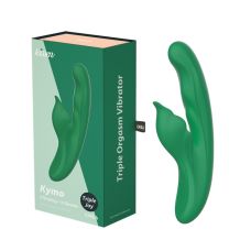 Вібратор вагінальний та для точки G з відростком для клітора зеленого кольору Chisa Kissen Kymo