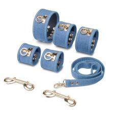 Набор для фиксации тела БДСМ из джинса синего цвета Vscnovelty Denim Bondage Kit