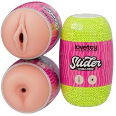 Двухсторонний мастурбатор в колбе Анус и Вагина телесного цвета Lovetoy