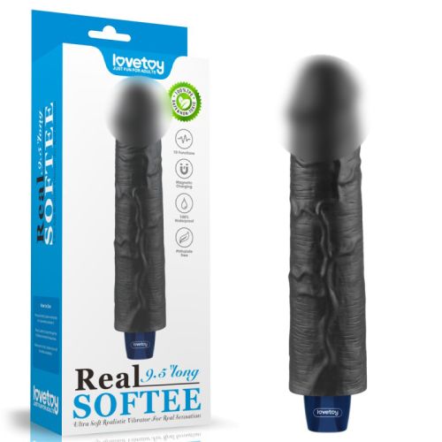 Вібратор реалістичний чорного кольору Lovetoy REAL SOFTEE