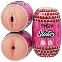Двухсторонний мастурбатор в колбе Анус и Вагина телесного цвета Lovetoy