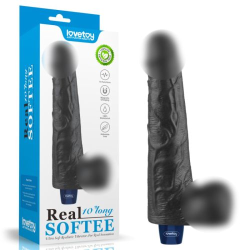Вібратор реалістичний чорного кольору Lovetoy REAL SOFTEE