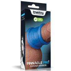 Ерекційне кільце на член для підтримки ерекції та розтягування мошонки синього кольору Lovetoy Pinnacle Pro Tapered