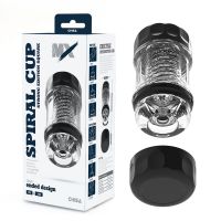 Мастурбатор для чоловіків із вакуумним тиском чорного кольору Chisa Spiral Cup Strong Edition Square