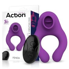 Вибронасадка на член фиолетового цвета с пультом управления Action Fenda Licking Tongue Ring