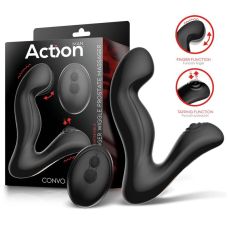 Вібромасажер для простати з функцією постукування та похитування пальцями та пультом керування чорного кольору ACTION CONVO