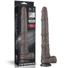 Фалоімітатор гігант двошаровий реалістичний на присосці чорного кольору Lovetoy Dual Cock XXL