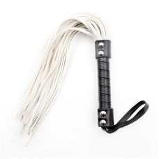 Флогер білий з чорною рукояткою Bdsm4u Leather Flogger