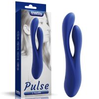 Вибратор двойной с отростком для клитора синий Lovetoy LAllure Pulse