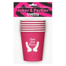 Бумажные стаканчики для девичника Lovetoy Super Dick Forever 6 штук