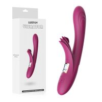 Вибратор вагинальный и для точки G с отростком для клитора фиолетовый Lustoy Stretching Suction 
