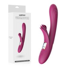 Вібратор вагінальний і для точки G з відростком для клітора фіолетовий Lustoy Stretching Suction