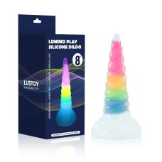Фалоімітатор, що світиться, на присосці з високоякісного платинового силікону різнокольоровий Lustoy Luminous