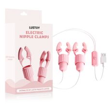 Затискачі для сосків з вібрацією рожевого кольору Lusoty USB Charging Nipple Clamps