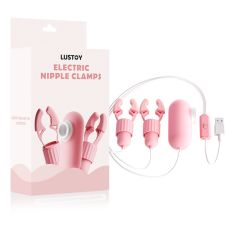 Затискачі для сосків з вібрацією з вакуумним кліторальним стимулятором рожевого кольору Lusoty
