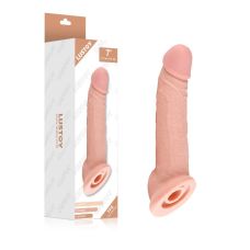 Насадка на член реалістична з отвором для мошонки тілесного кольору Lustoy