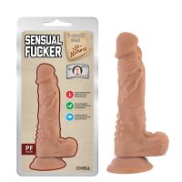 Фалоімітатор рельєфний реалістичний на присосці бежевого кольору Chisa Sensual Fucker