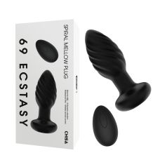 Анальная вибропробка спиральная с пультом управления черная Chisa 