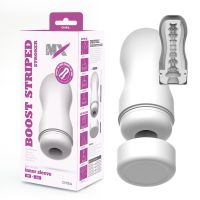 Мастурбатор для чоловіків у колбі білого кольору Chisa MX Boost Striped Stroker
