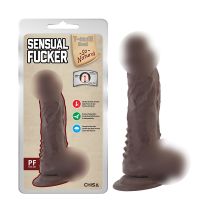 Фалоімітатор рельєфний реалістичний на присосці коричневого кольору Chisa Sensual Fucker