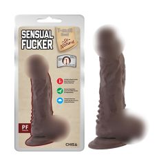 Фалоімітатор рельєфний реалістичний на присосці коричневого кольору Chisa Sensual Fucker