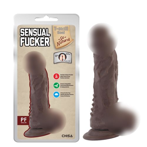 Фаллоимитатор рельефный реалистичный на присоске коричневого цвета Chisa Sensual Fucker