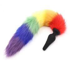 Черная пробка с разноцветным хвостом Vscnovelty Rainbow Tail Plug