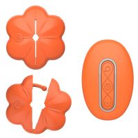 Зажимы для сосков с вибрацией и пультом управления оранжевого цвета Cnt Flower Pin 