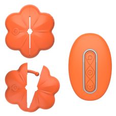 Зажимы для сосков с вибрацией и пультом управления оранжевого цвета Cnt Flower Pin 