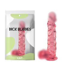 Рельєфний фалоімітатор на присосці червоного кольору Cnt Transparent