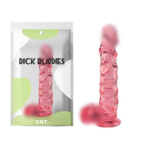 Фаллоимитатор рельефный на присоске красного цвета Cnt Transparent  Фаллоимитатор рельефный на присоске красного цвета Cnt Transparent