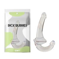 Безперервний подвійний реалістичний страпон прозорого кольору Cnt Crystal Beginner Dildo 7.0