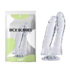 Подвійний фалоімітатор реалістичний на присосці прозорого кольору Cnt