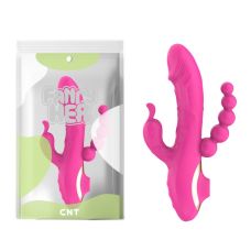 Вібратор реалістичний для точки G з відростком для клітора та анальними кульками рожевого кольору Cnt Quadruple Play Thruster