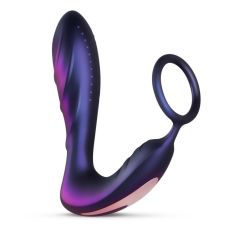 Вибромассажер простаты с эрекционным кольцом фиолетового цвета Hueman Black Hole