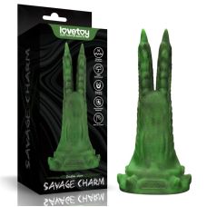 Подвійний вібратор монстр на присосці зеленого кольору Lovetoy Savage Charm Double Claw